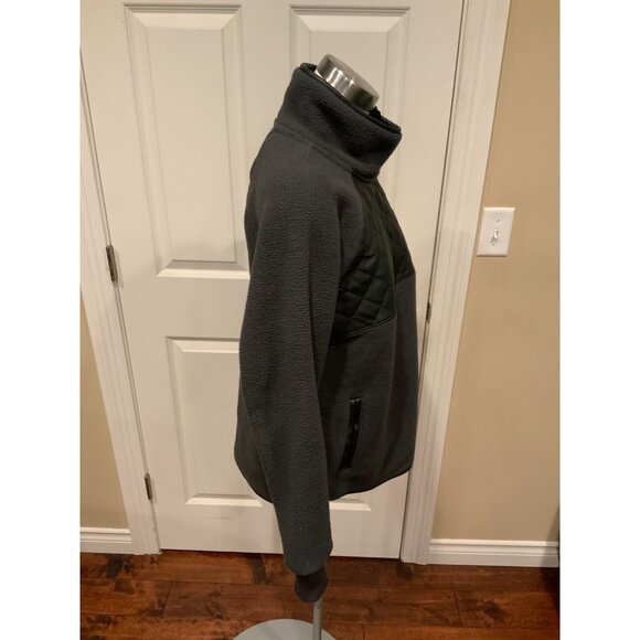 Abercrombie & Fitch Asymmetrical Button Black Fleece W/ Quilted Front, Size M - Picture 3 of 6